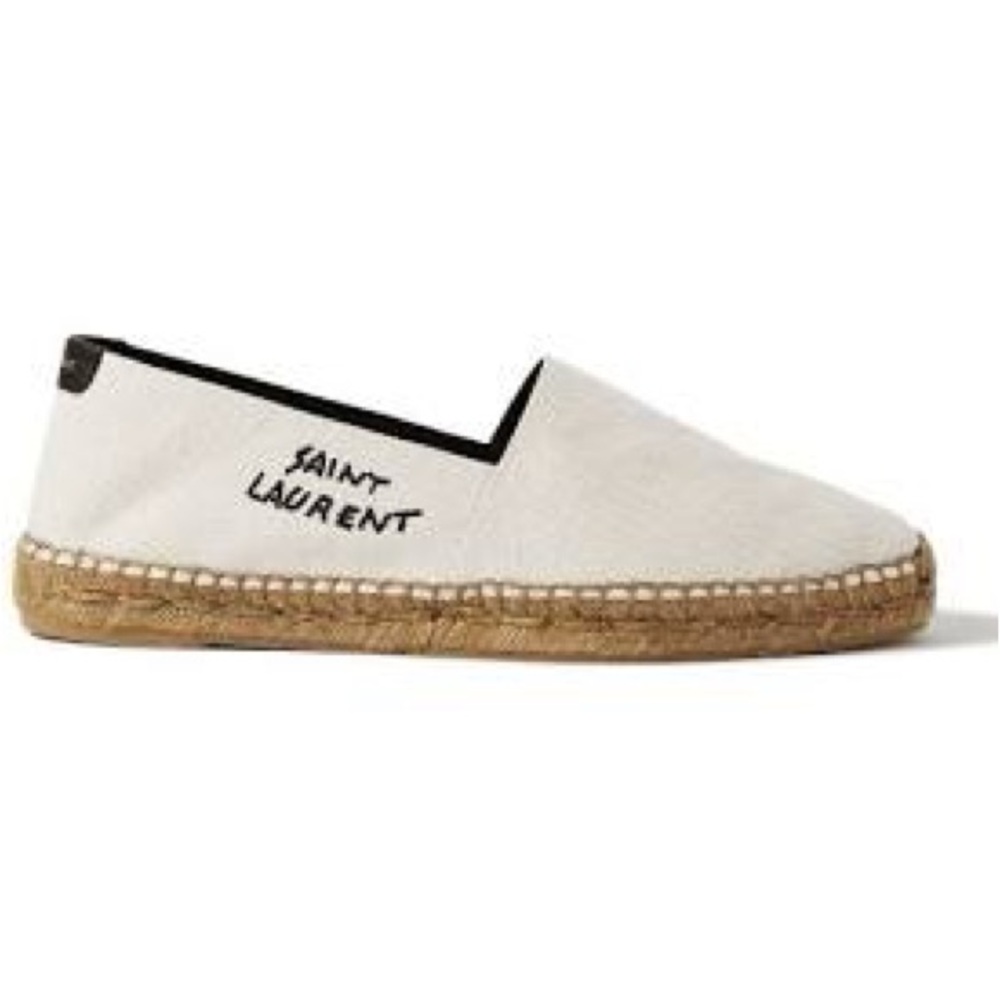 YSL Saint Laurent Canvas Espadrilles with Embroidered Logo